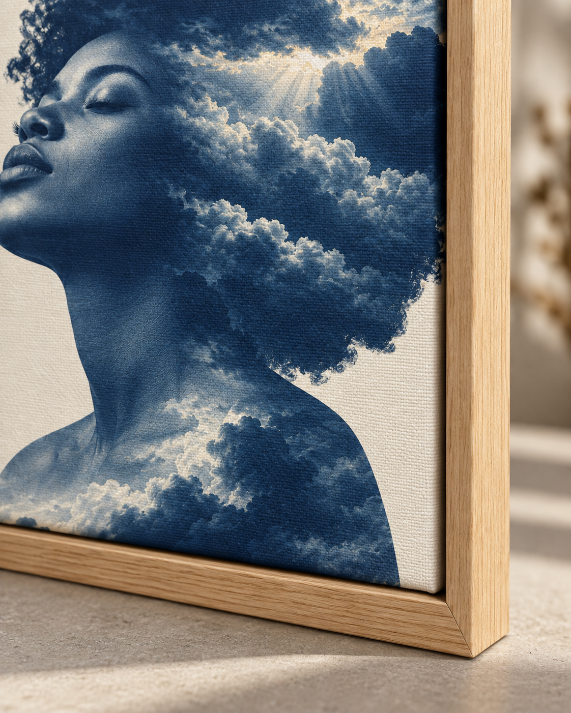 Quadro Mulher Negra com Nuvens