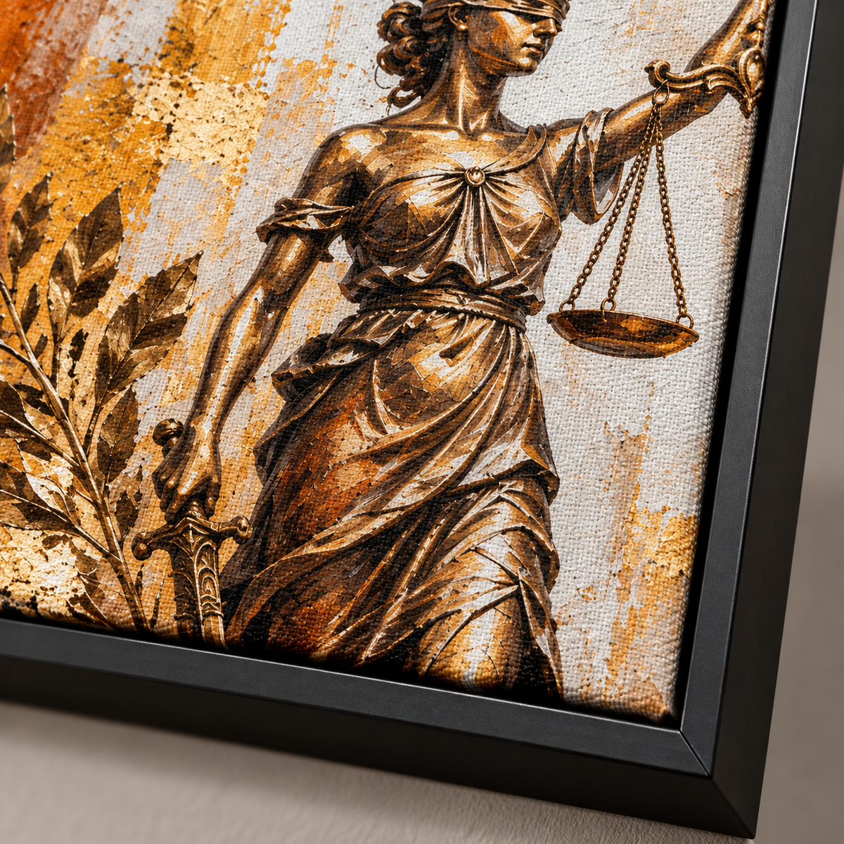 Quadro Justiça com Livros de Direito