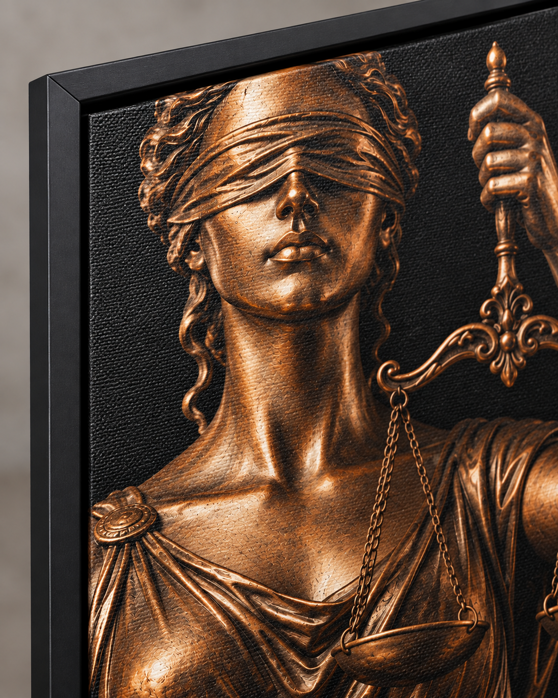 Quadro Deusa da Justiça em Bronze com Balança