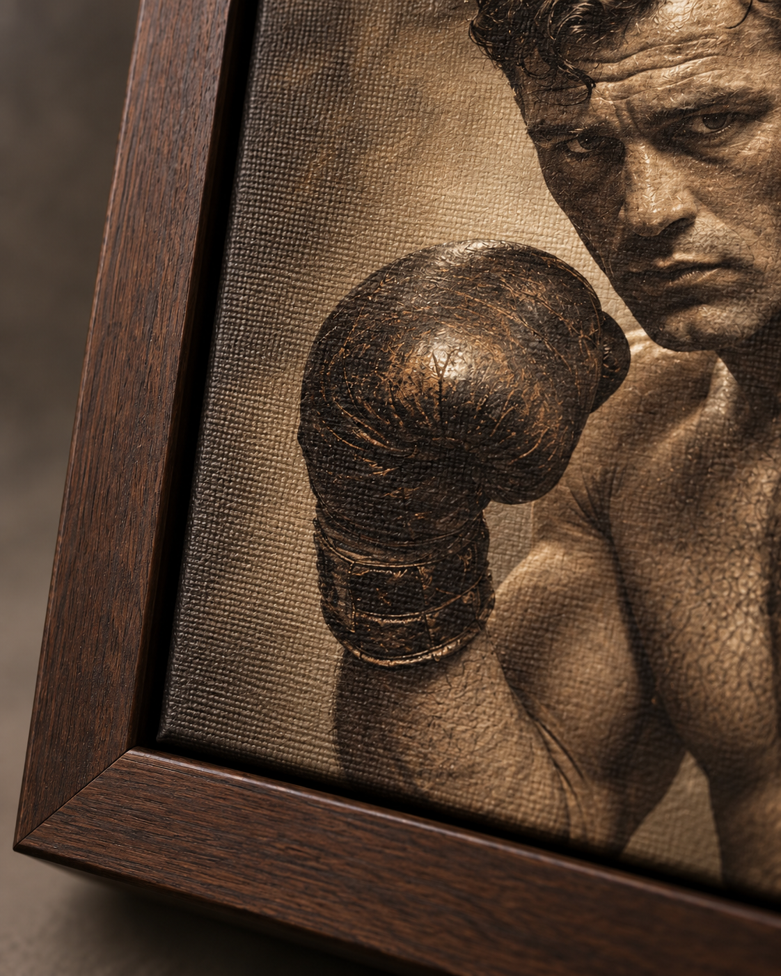Quadro Boxeador Vintage em Sépia