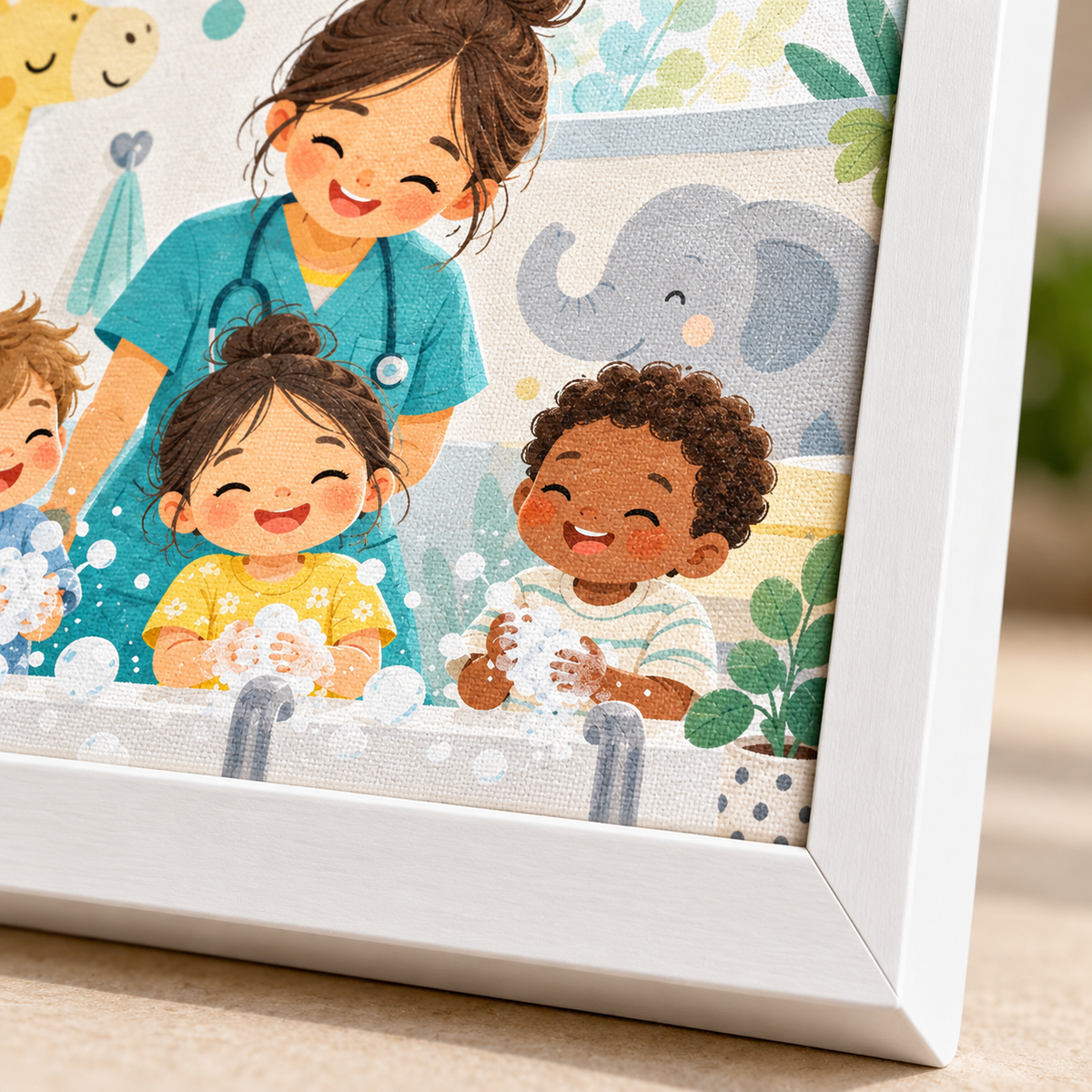 Quadro Pediatria Infantil em Momento de Higiene