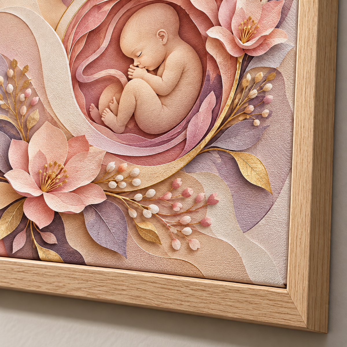 Quadro Mãe e Bebê em Arte Floral