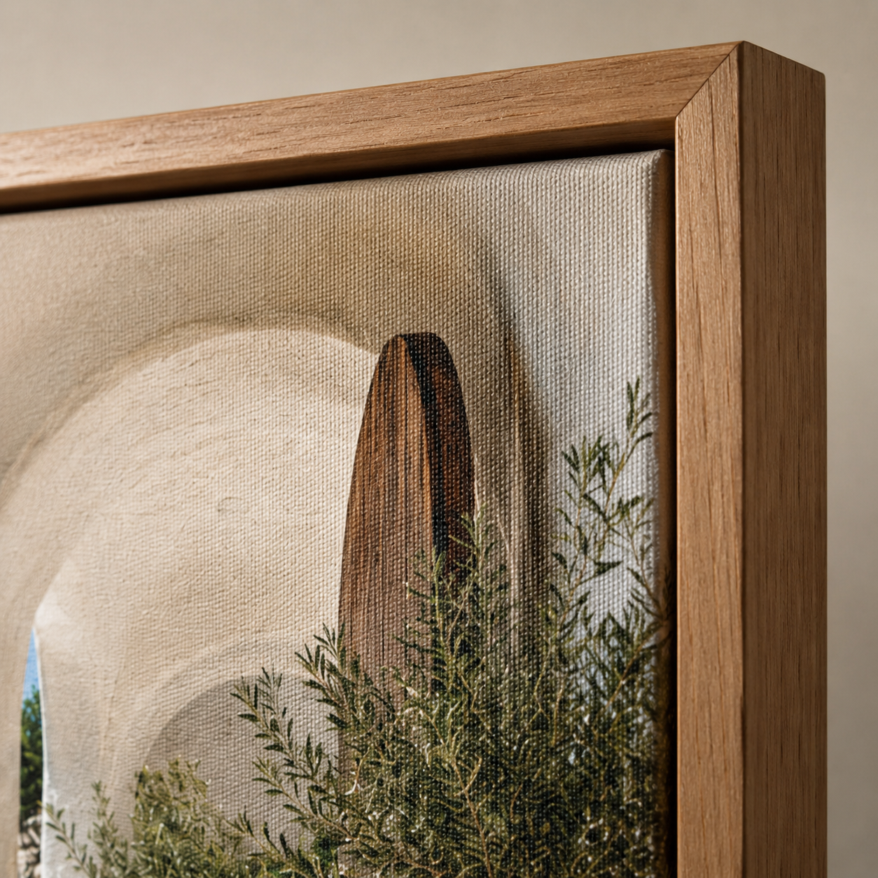 Quadro Paisagem Mediterrânea com Mar Azul e Oliveiras
