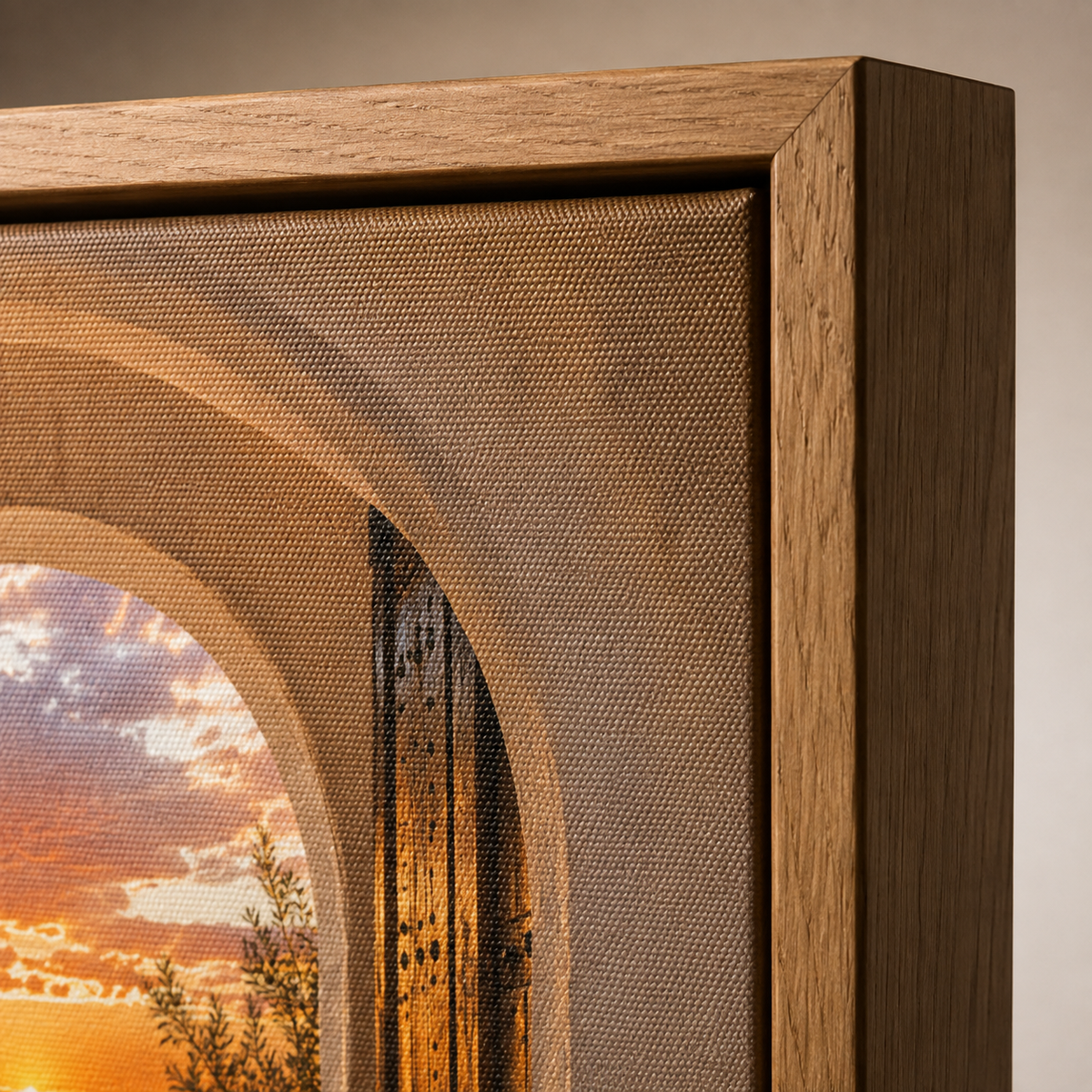 Quadro Pôr do Sol Mediterrâneo com Mar e Arcos