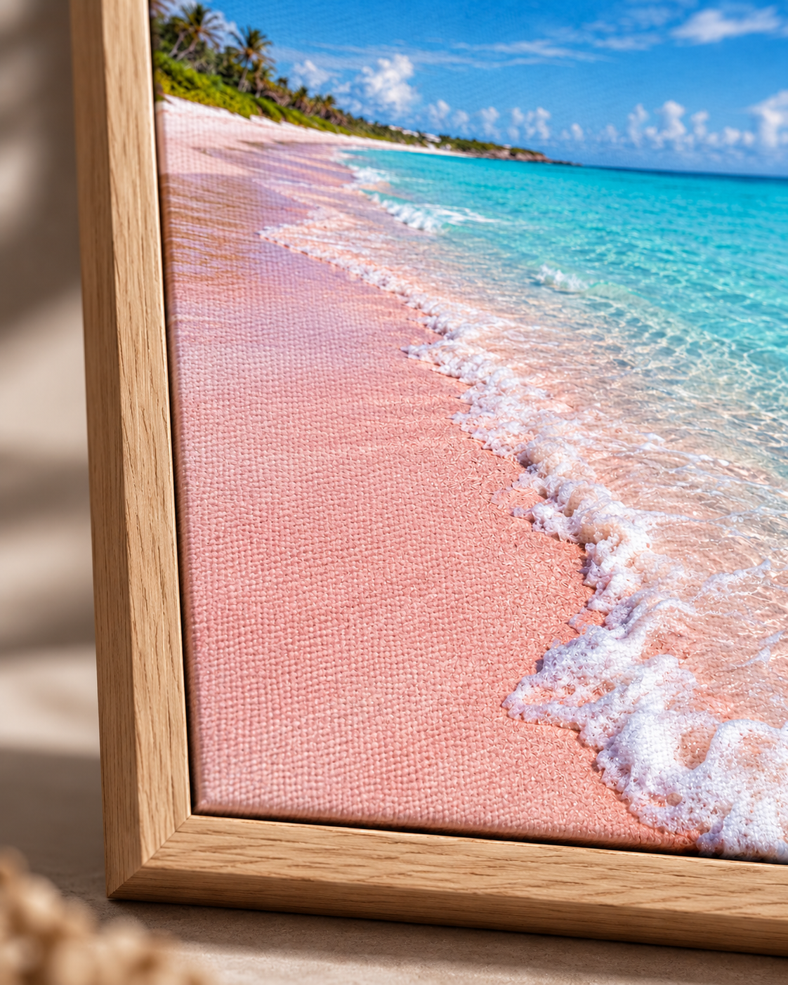 Quadro Praia de Areia Rosada e Mar Turquesa