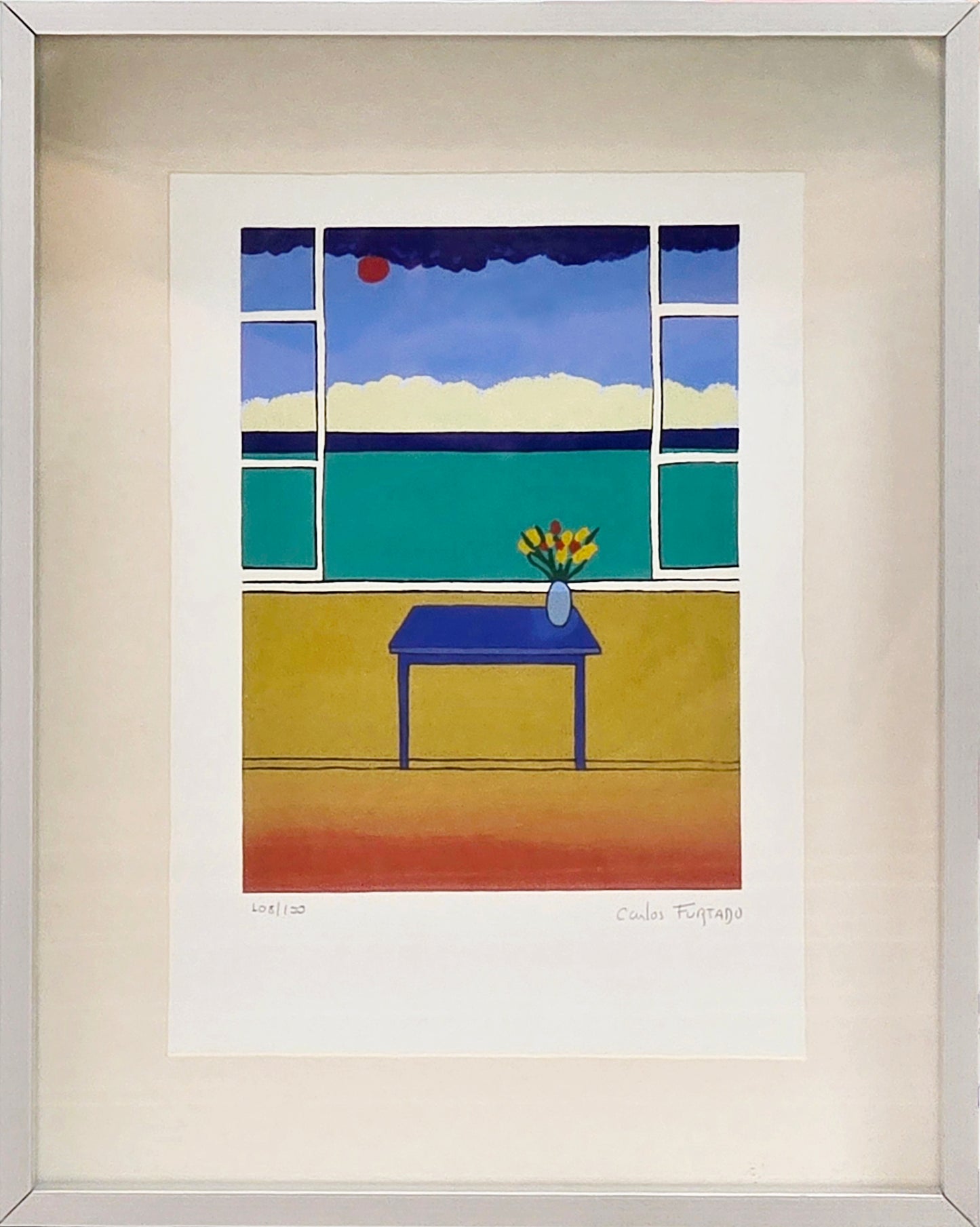 Quadro pronto com gravura assinada Carlos Furtado 40x32 108/120