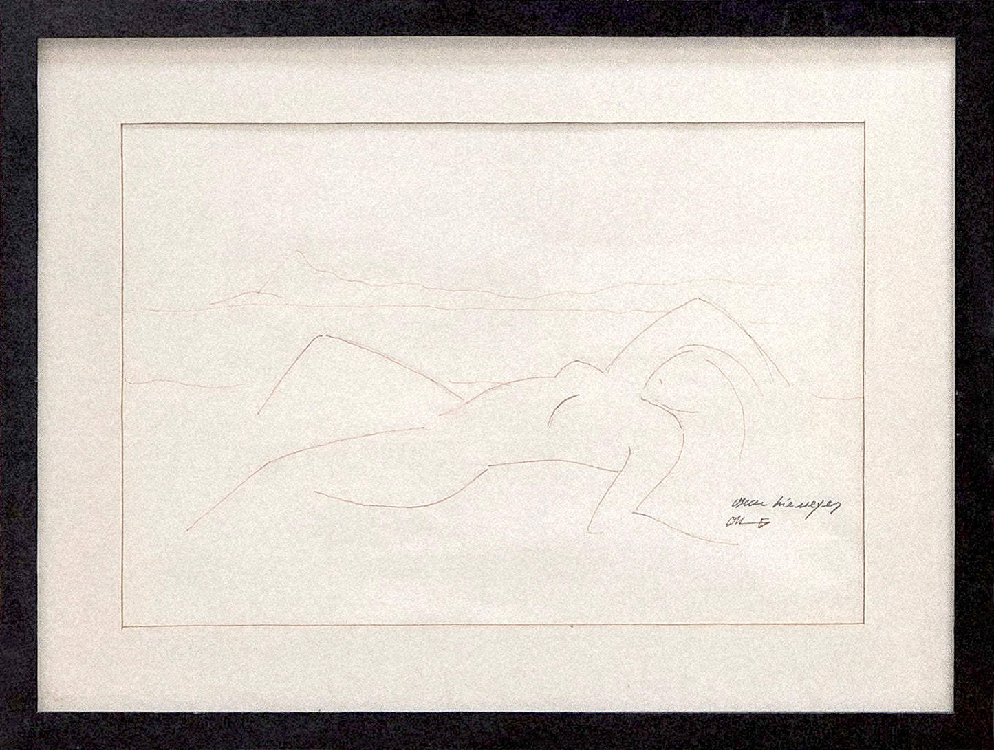 Quadro com obra original croqui mulher Oscar Niemeyer 54,5x41