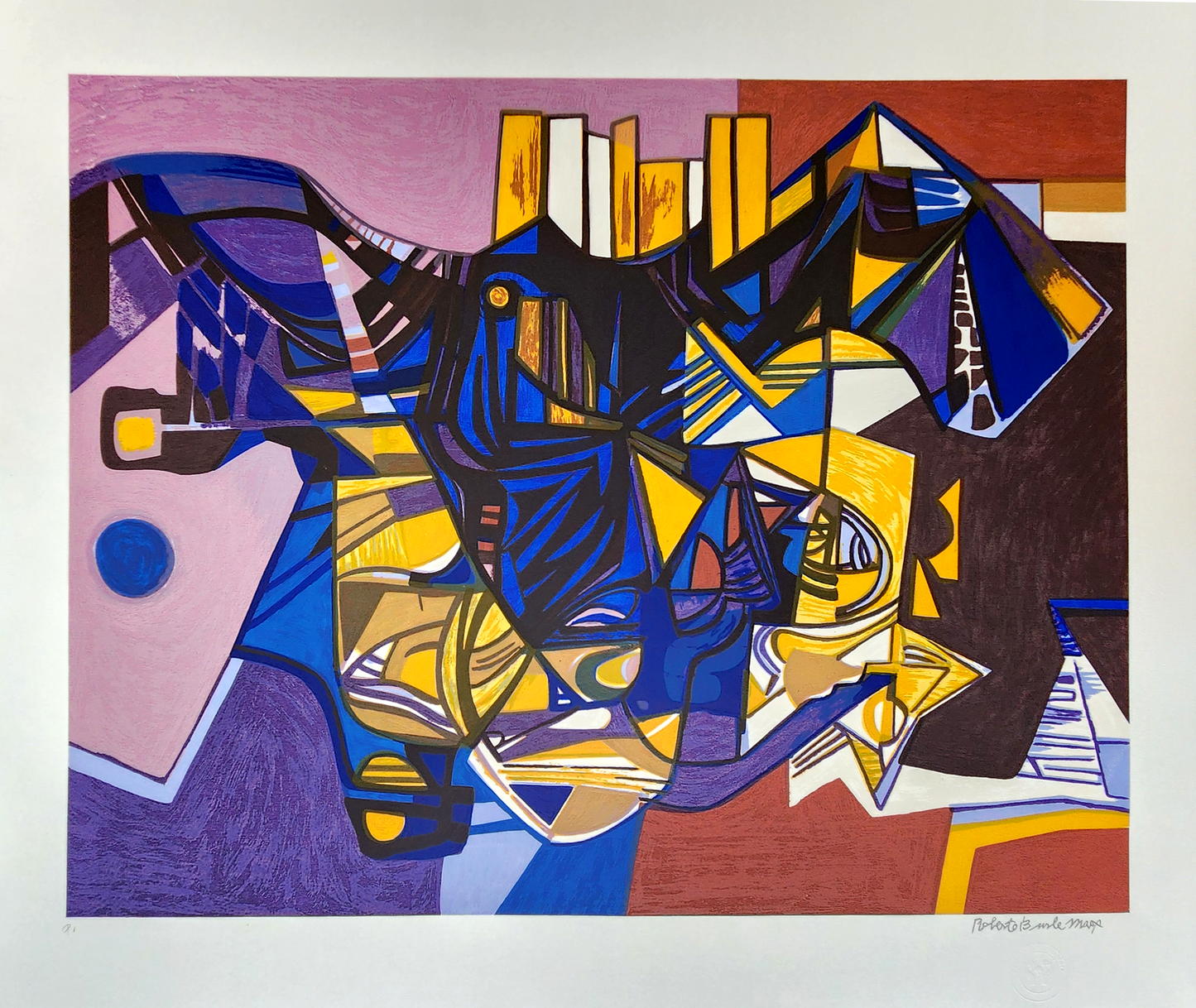 Gravura assinada Burle Marx Abstrato PI 70x80