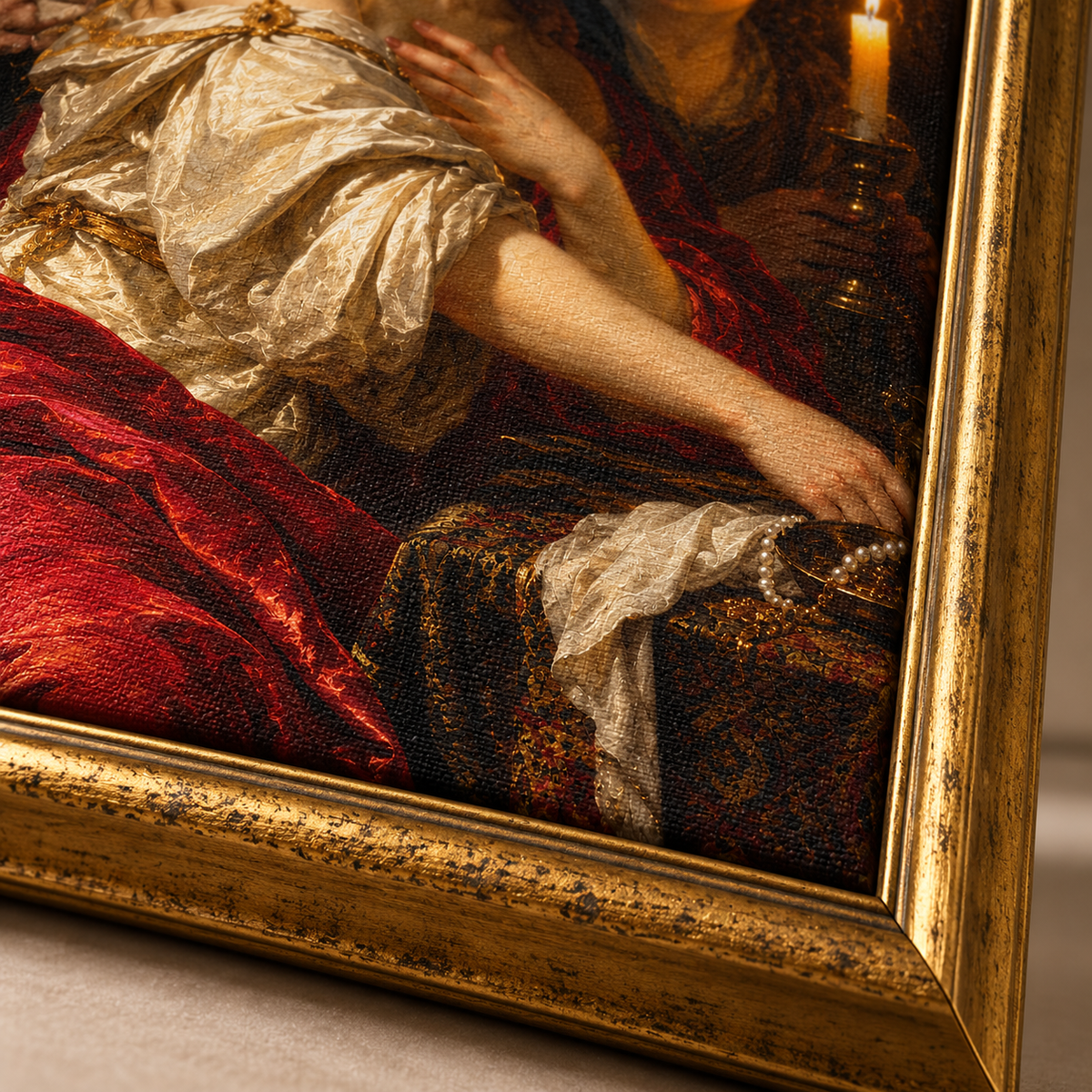 Quadro Decorativo Arte Clássica Mulher à Luz de Velas