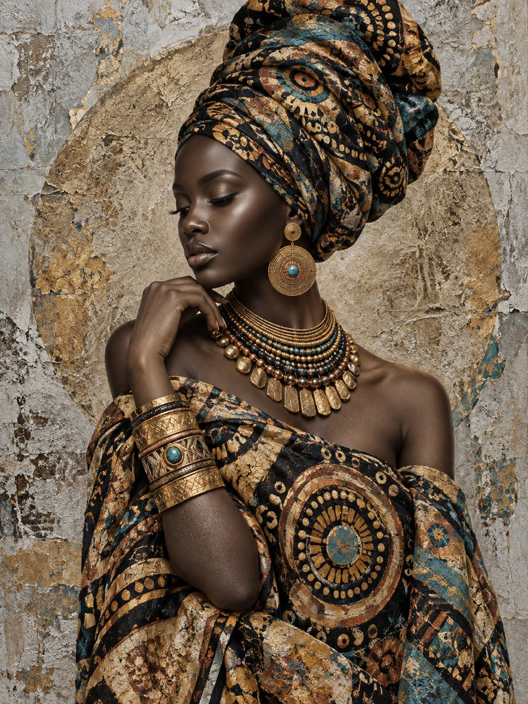 Quadro Mulher Africana com Turbante