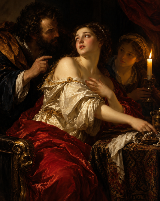 Quadro Decorativo Arte Clássica Mulher à Luz de Velas