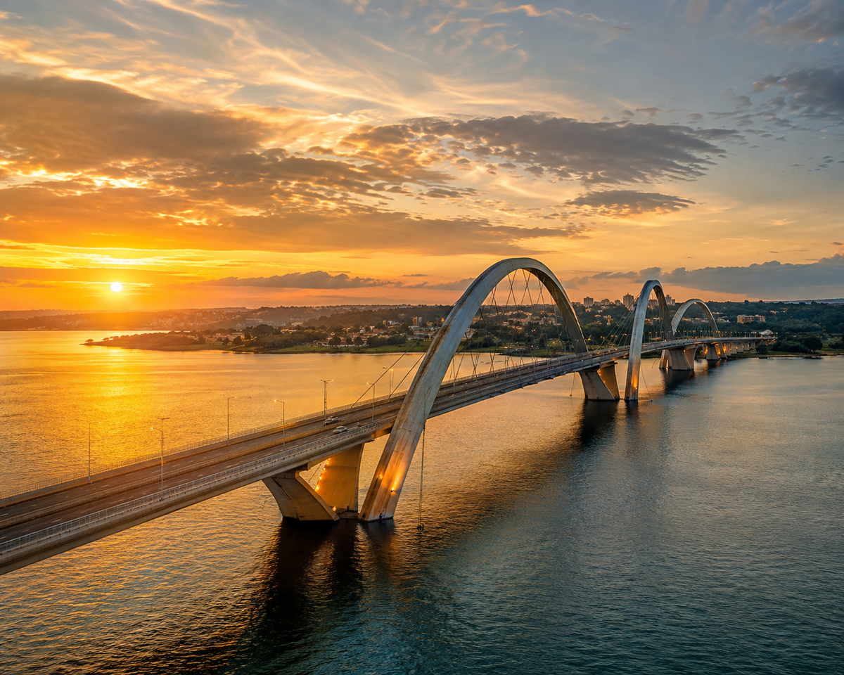 Quadro Ponte JK ao pôr do sol