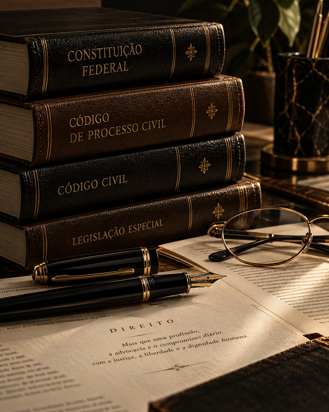 Quadro Livros Jurídicos e Elegância Clássica