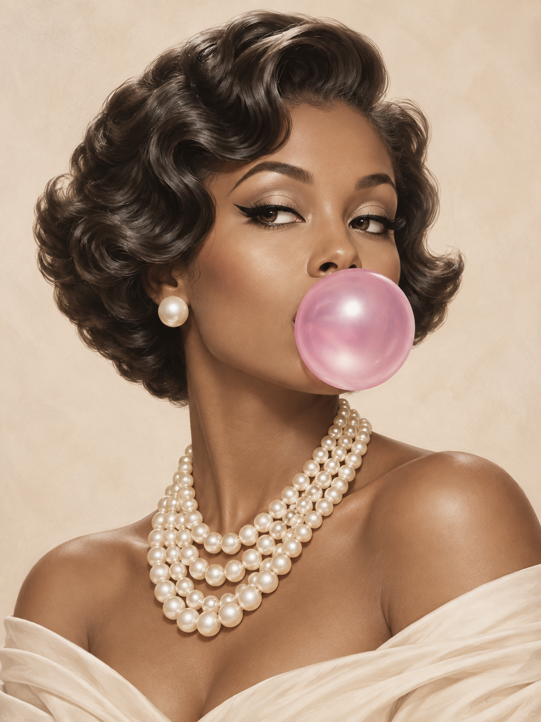 Quadro Pin-Up Mulher Negra com Chiclete