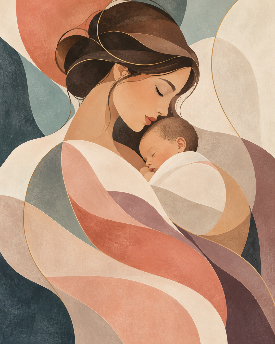 Quadro Maternidade com Mãe e Bebê
