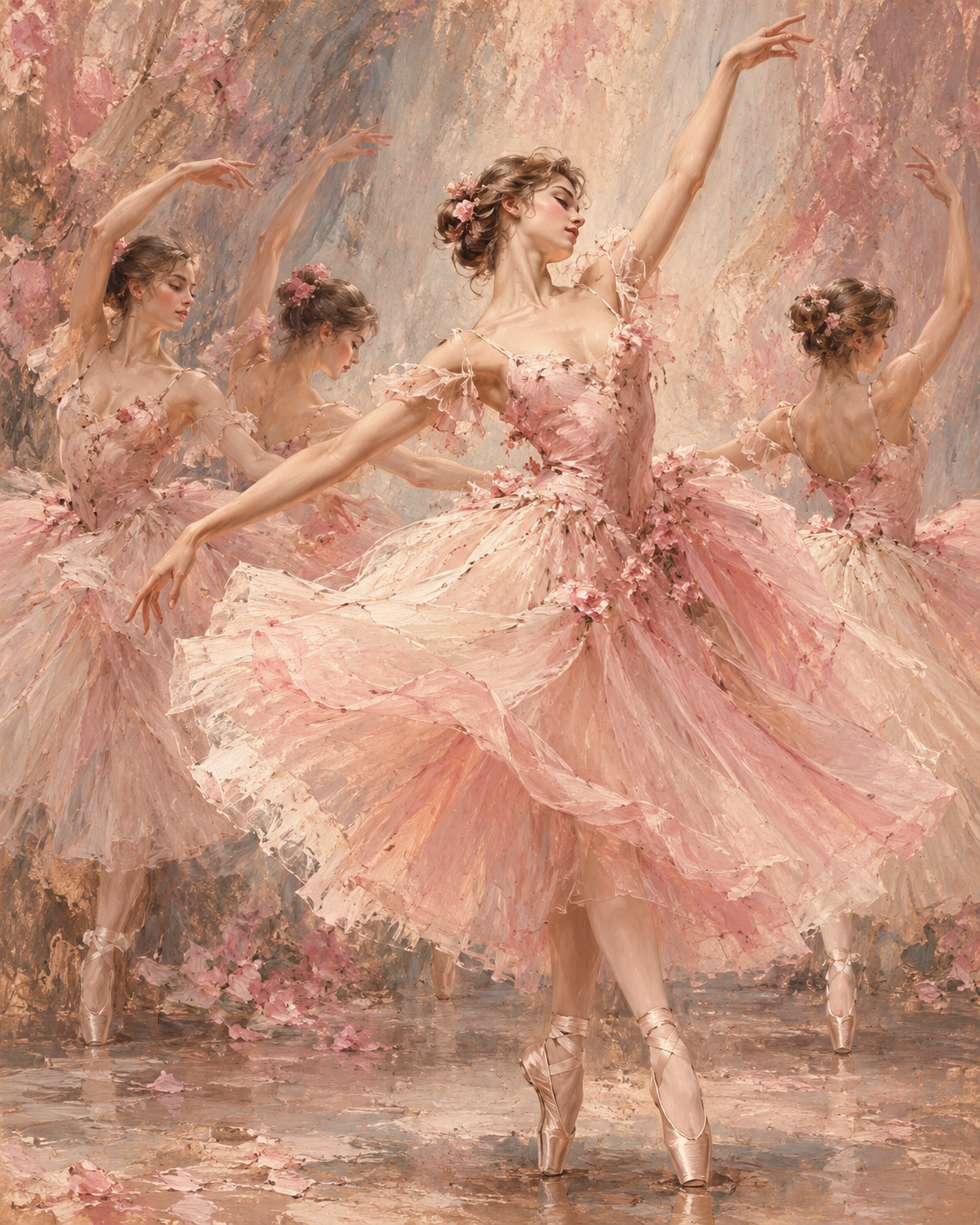Quadro Bailarinas em Rosa