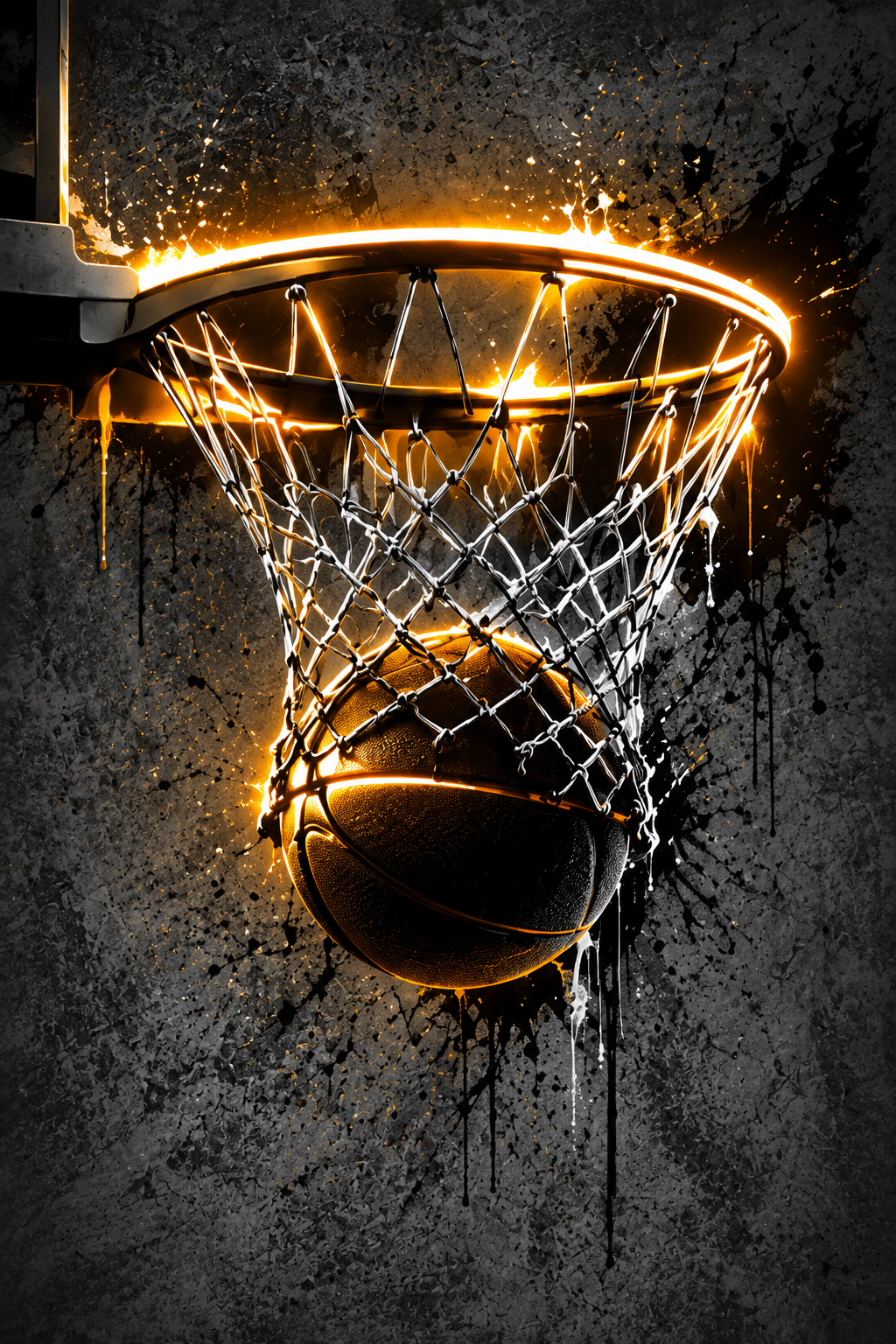 Quadro Basquete Cesta Neon