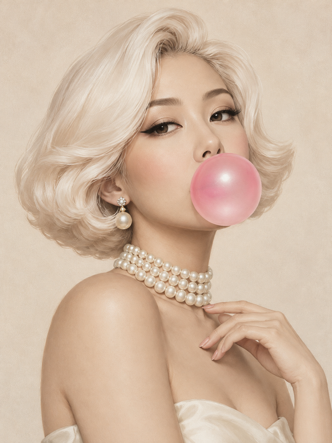 Quadro Pin-Up Loira com Chiclete