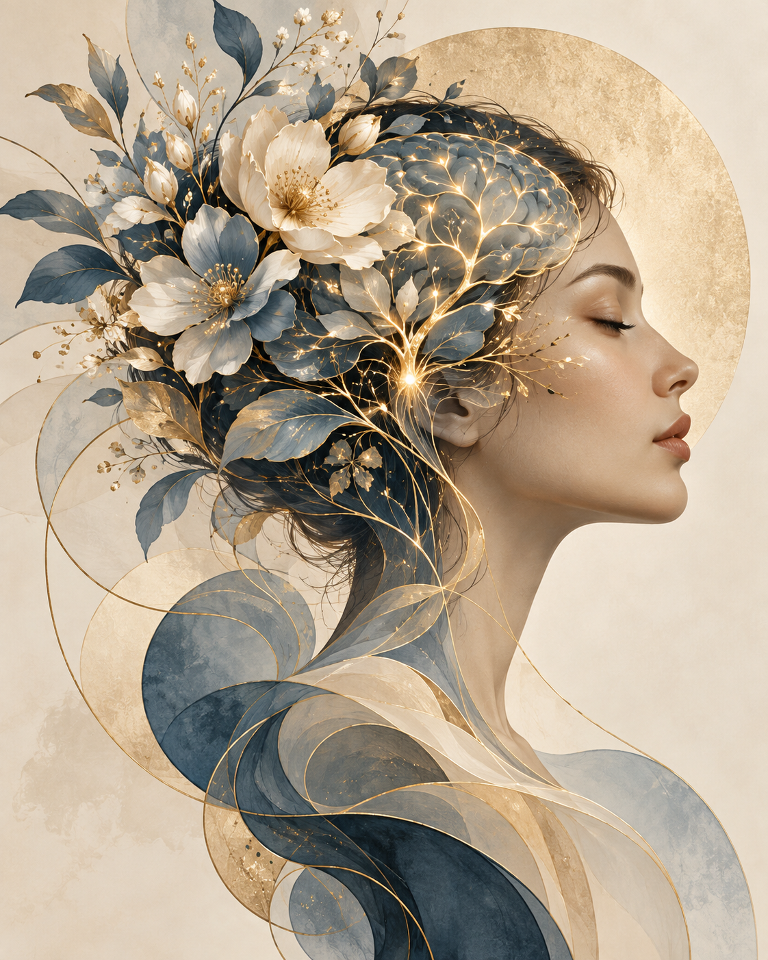 Quadro Mulher Botânica com Flores