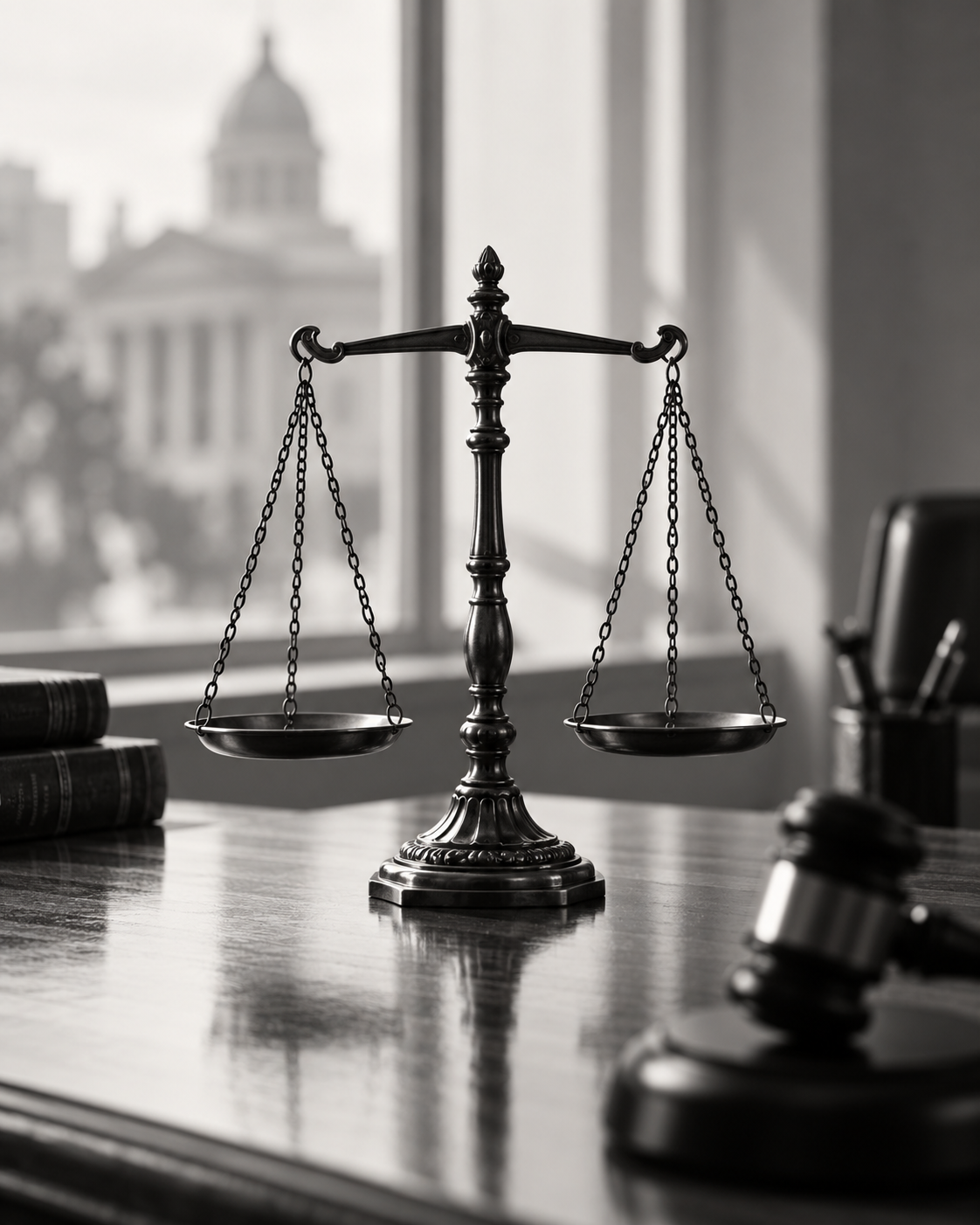 Quadro Balança da Justiça em Preto e Branco