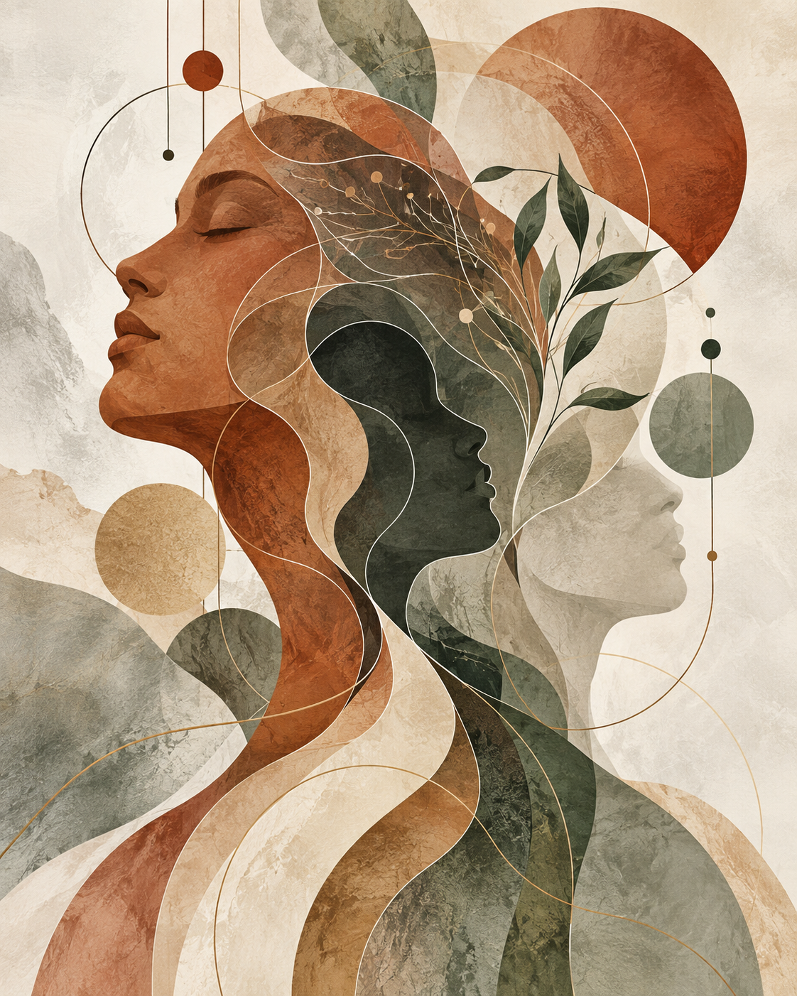 Quadro Rostos Femininos Abstratos