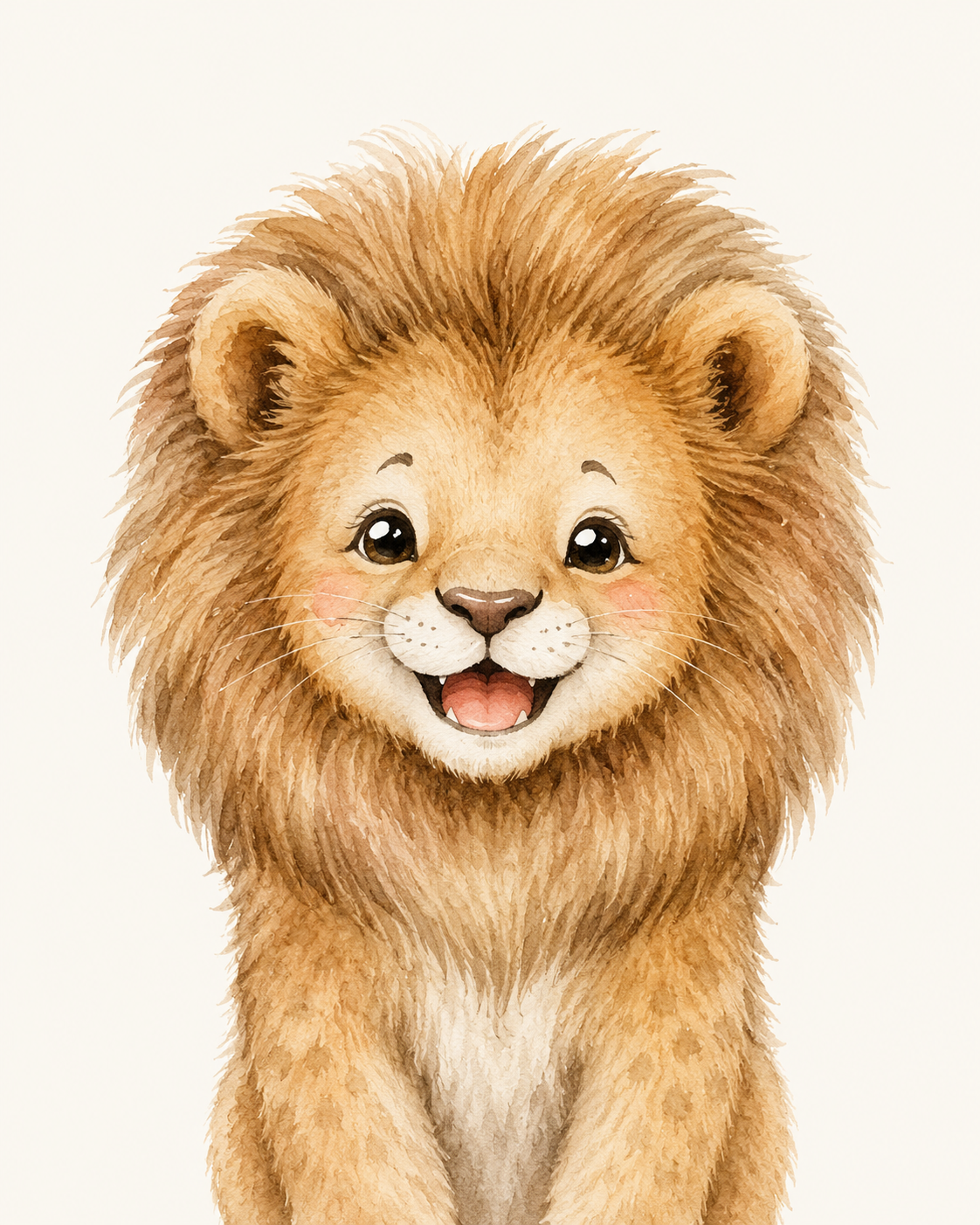 Quadro Infantil Leão em Aquarela