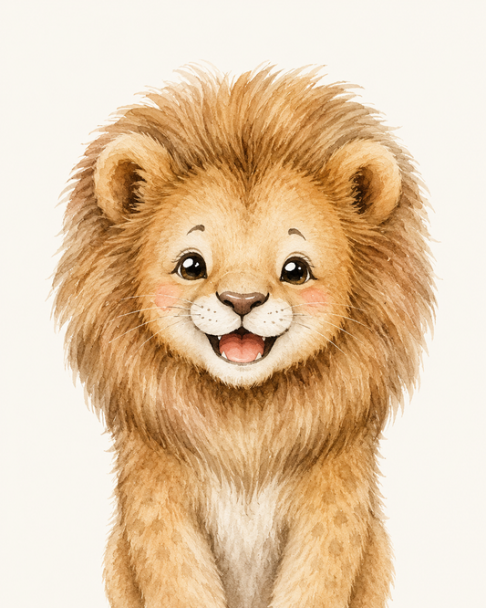 Quadro Infantil Leão em Aquarela