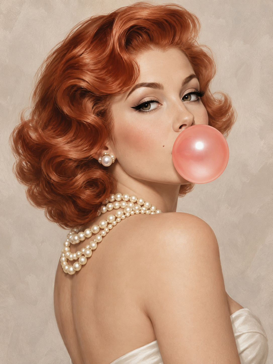 Quadro Pin-Up Ruiva com Chiclete