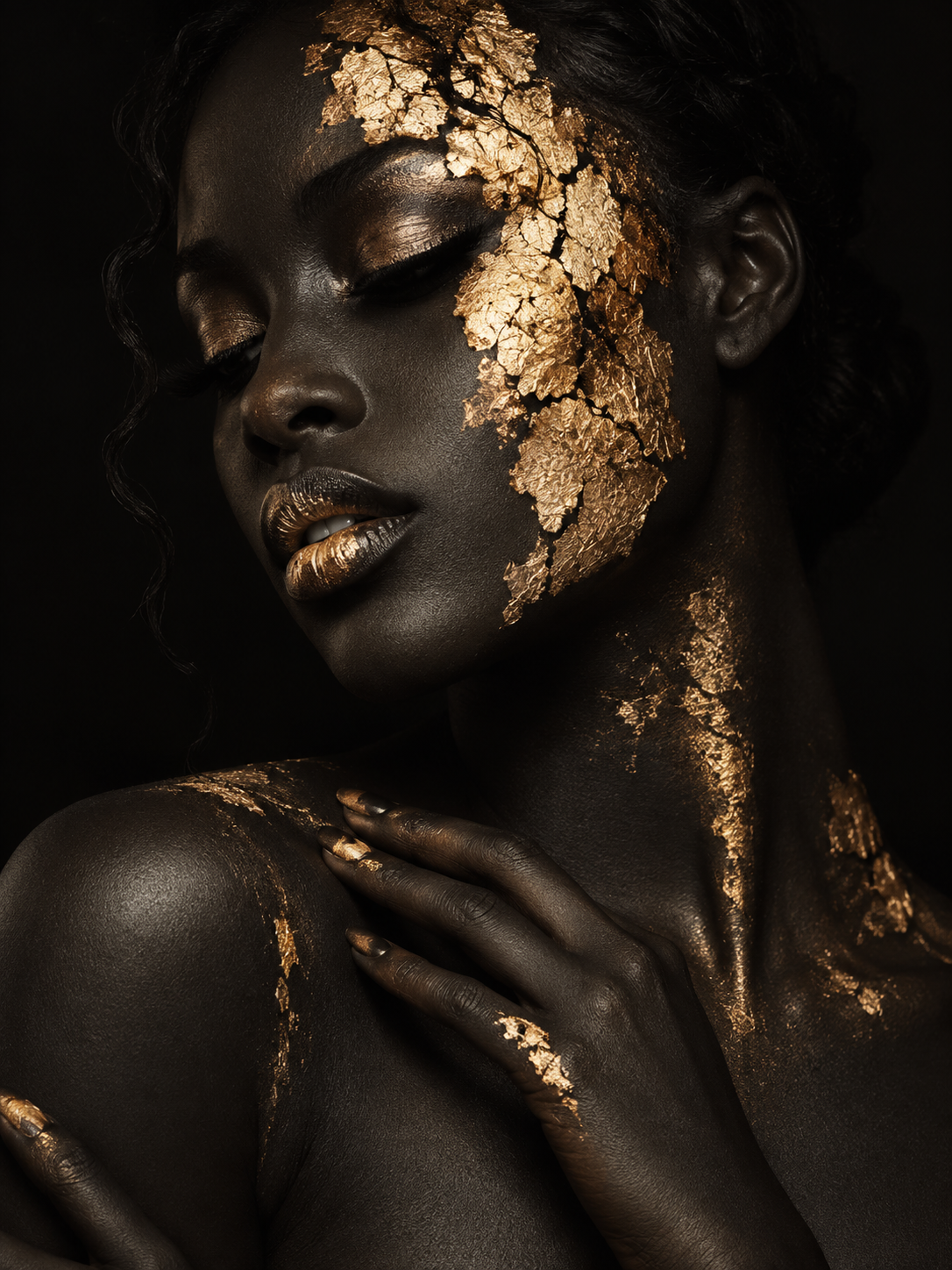 Quadro Mulher Negra Dourado
