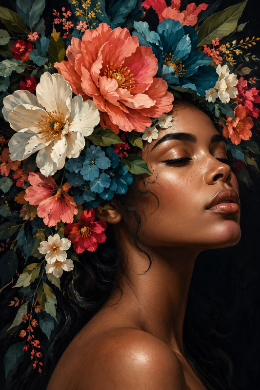 Quadro Mulher com Flores