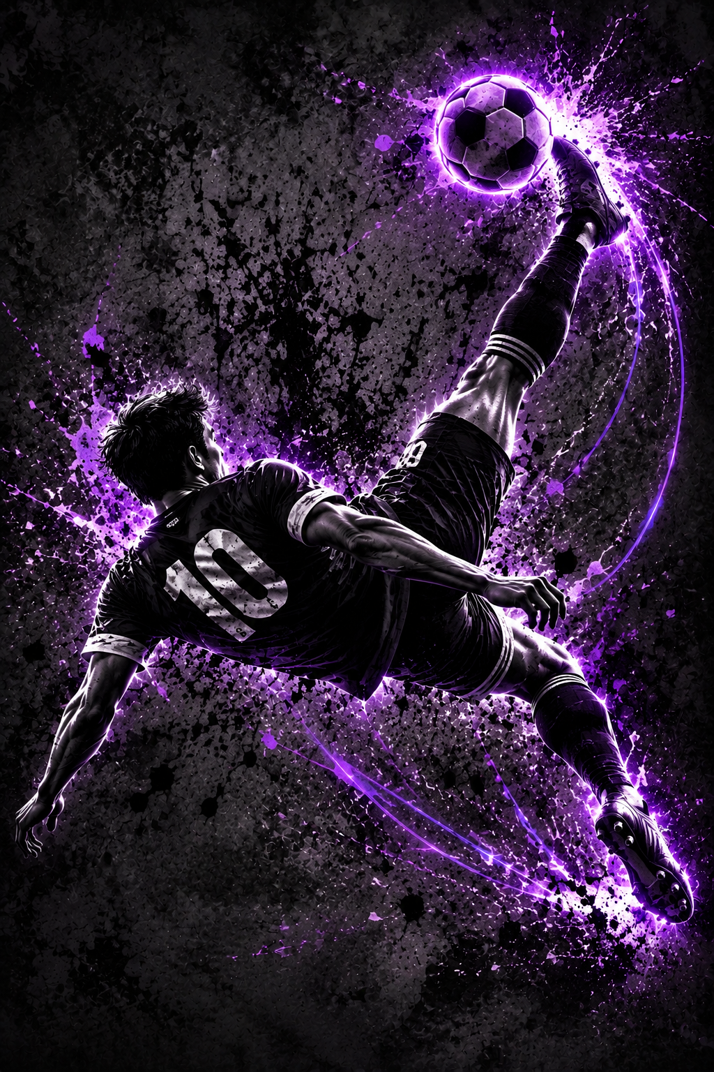 Quadro Futebol Bicicleta Neon Roxo