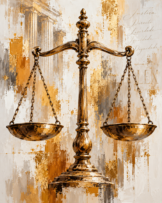 Quadro Balança da Justiça Dourada