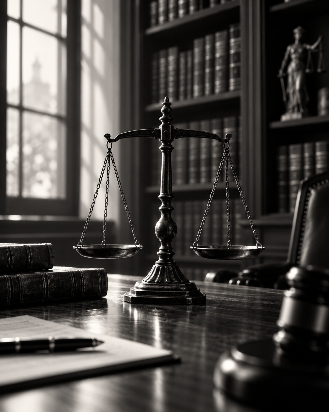 Quadro Balança da Justiça em Escritório