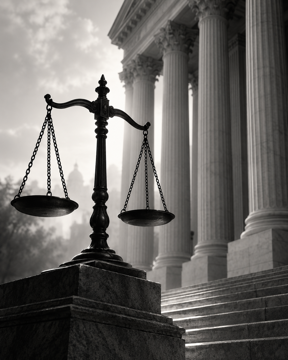Quadro Balança da Justiça e Tribunal Clássico