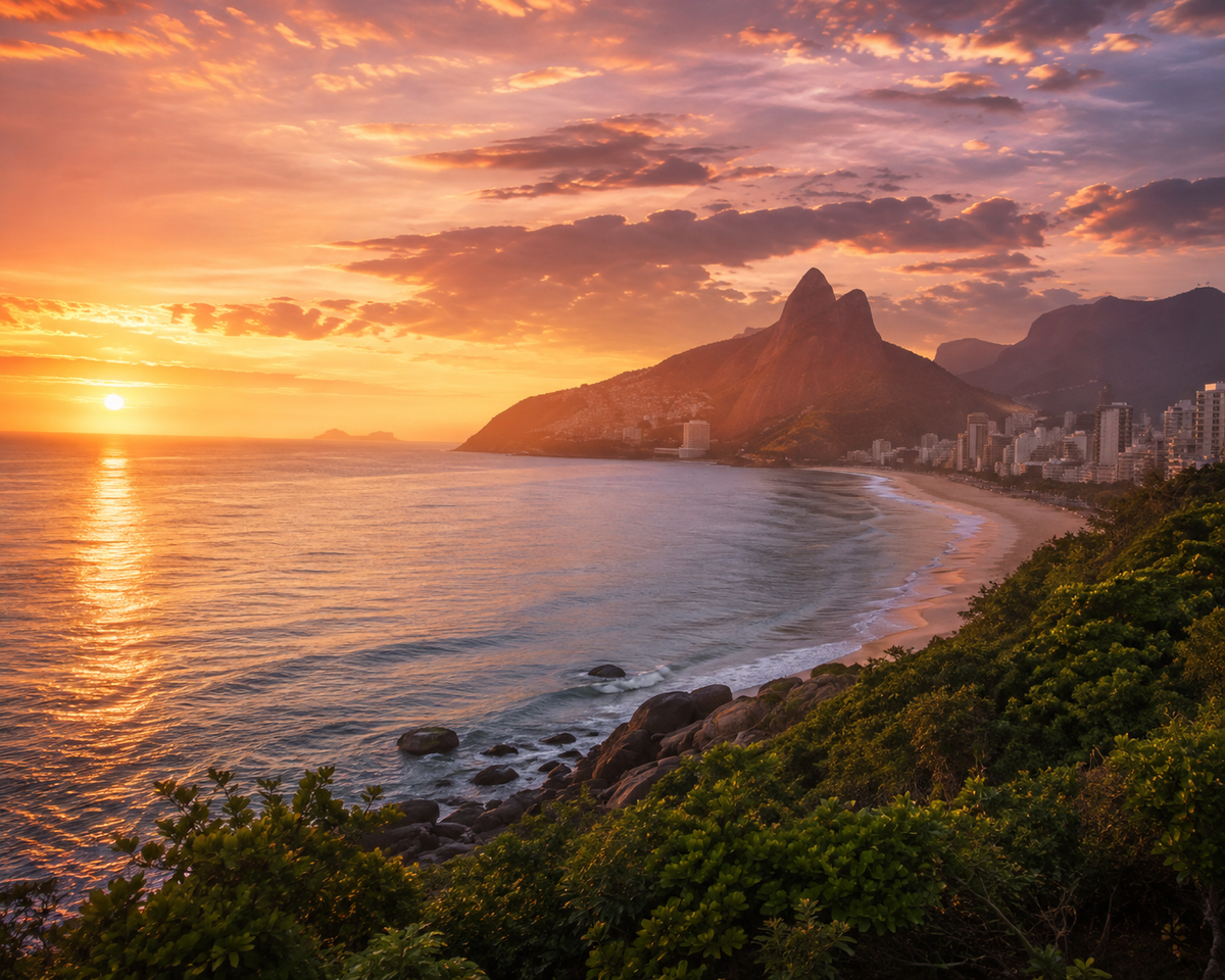 Quadro Praia de Ipanema ao Pôr do Sol