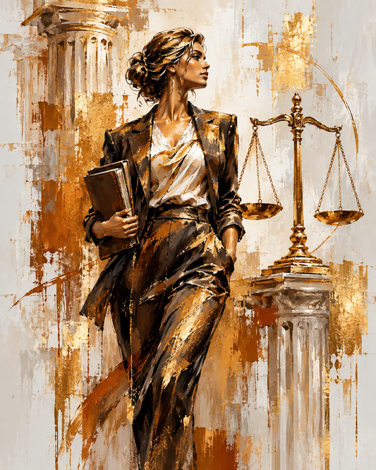Quadro Advogada e Balança da Justiça