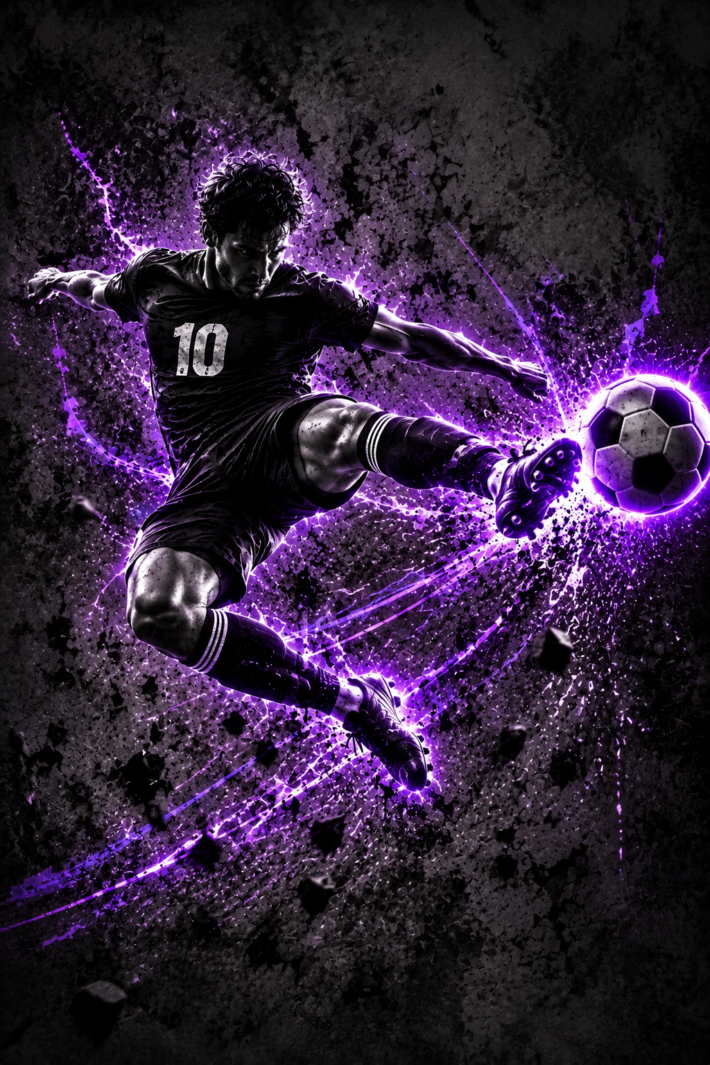 Quadro Futebol Ação Neon Roxo