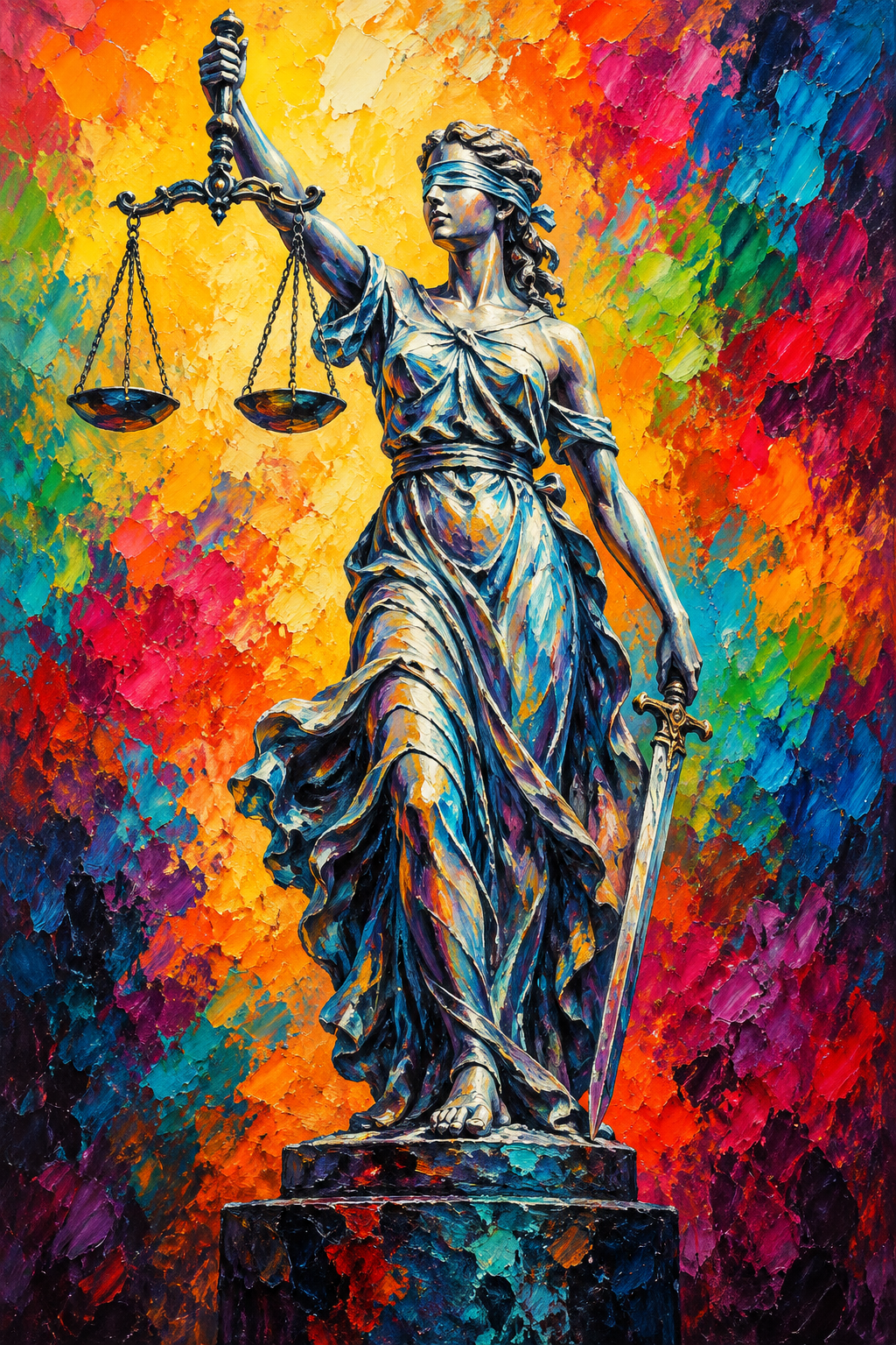 Quadro Deusa da Justiça Colorida