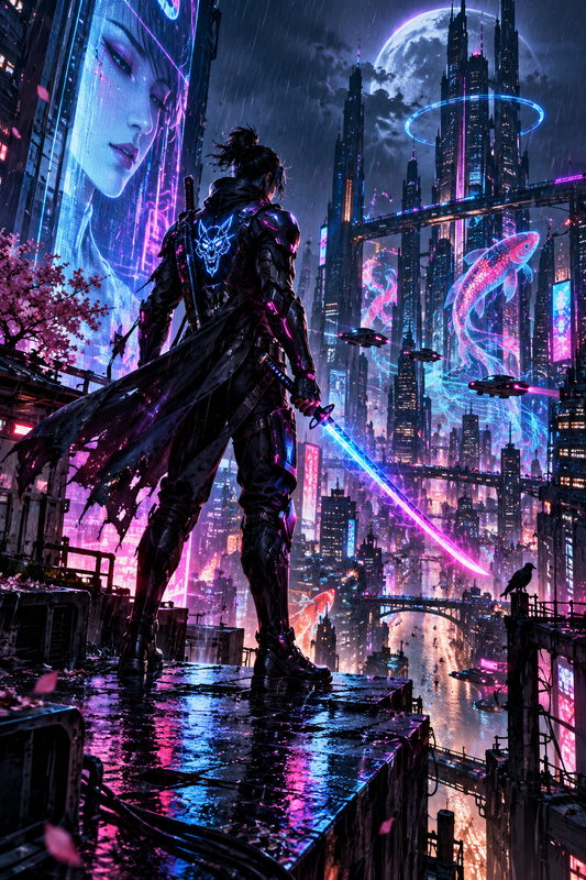 Quadro Samurai Cyberpunk