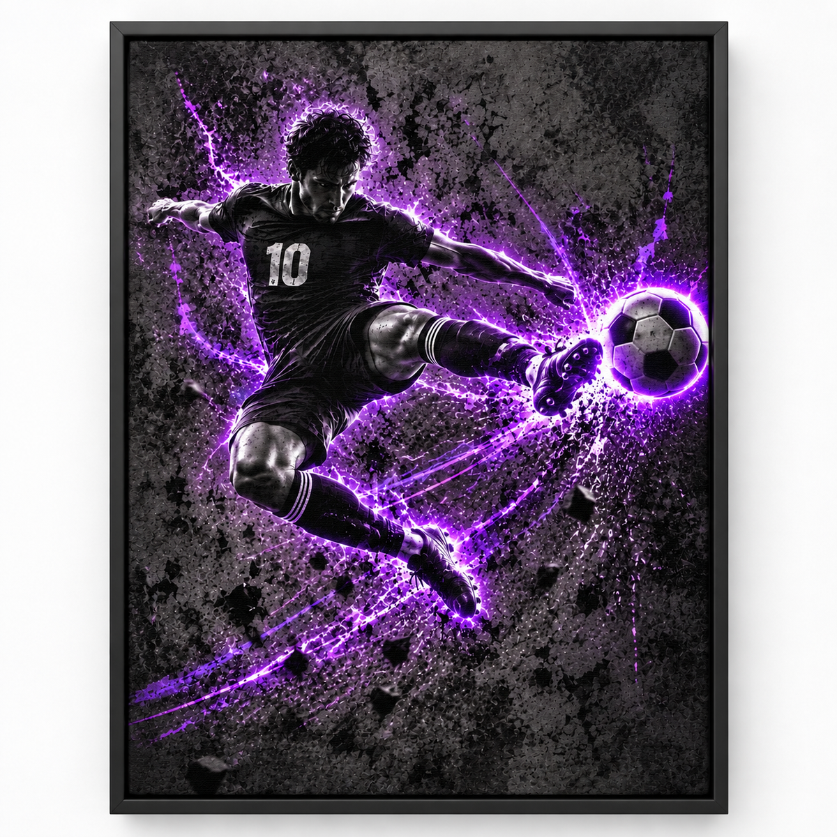 Quadro Futebol Ação Neon Roxo