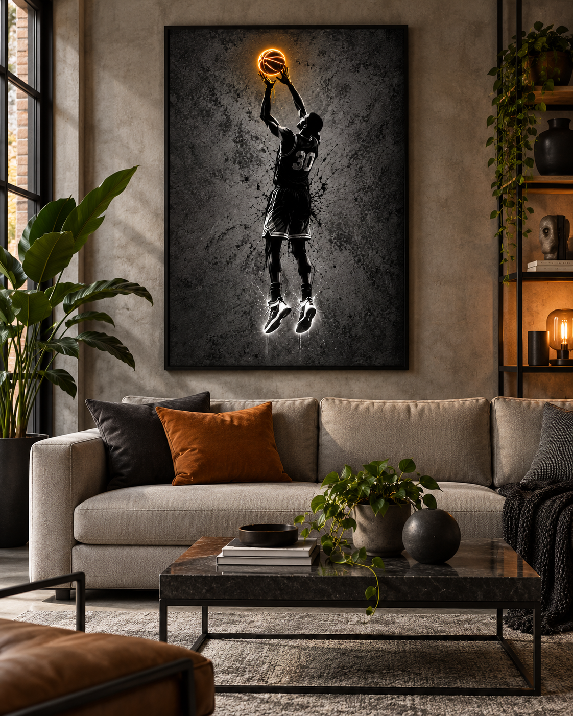 Quadro Basquete Neon Jump