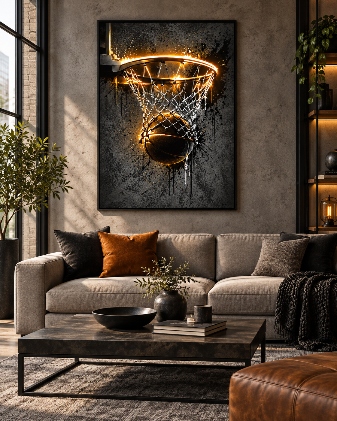 Quadro Basquete Cesta Neon