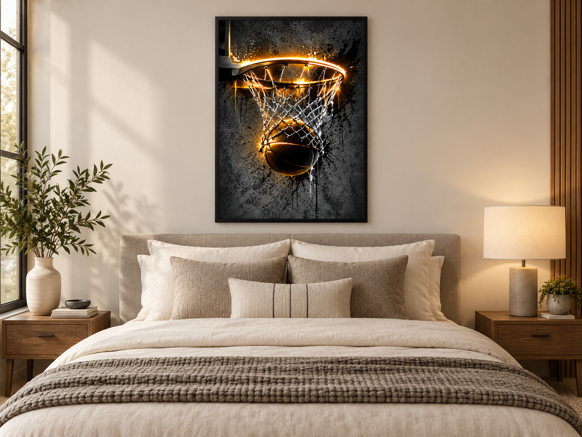 Quadro Basquete Cesta Neon
