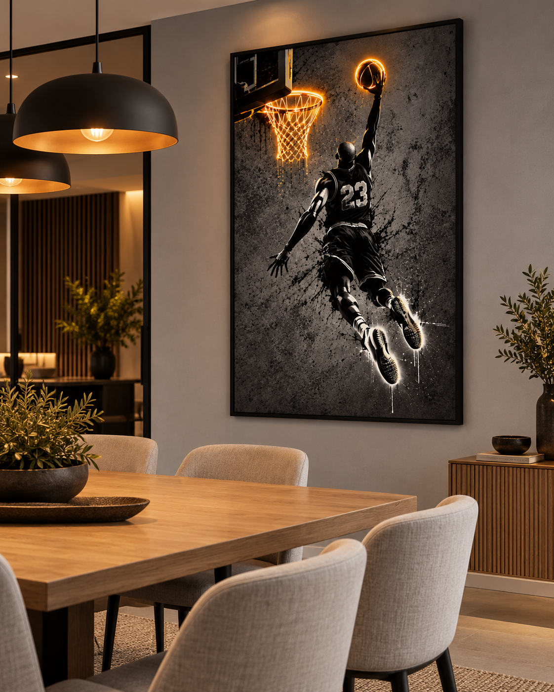 Quadro Basquete Neon Dunk