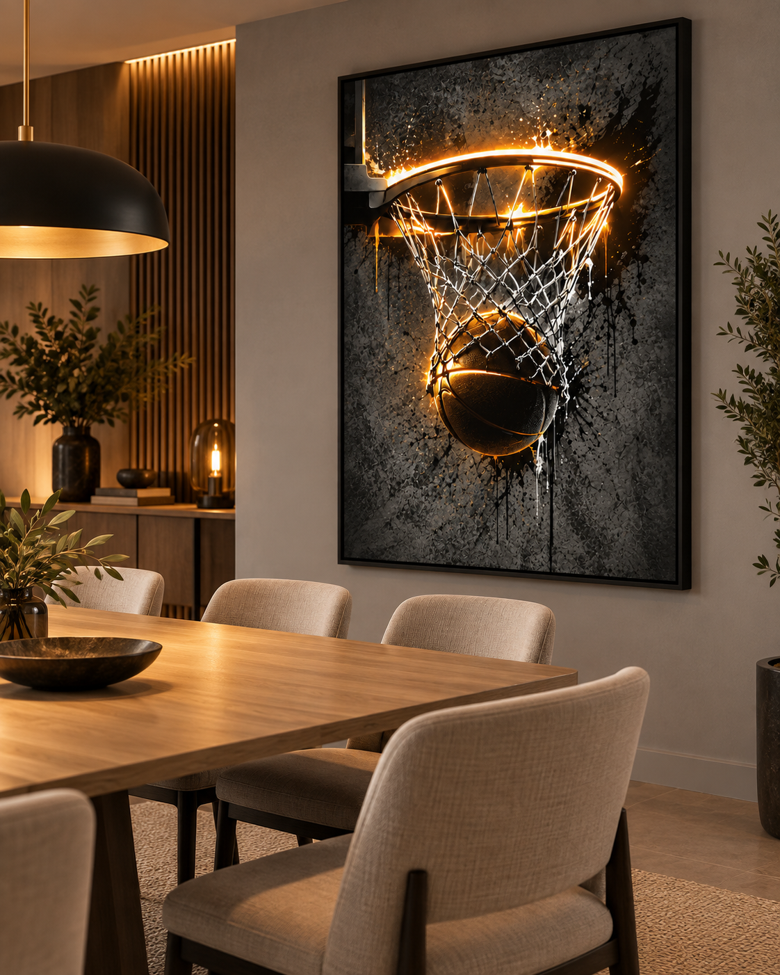Quadro Basquete Cesta Neon