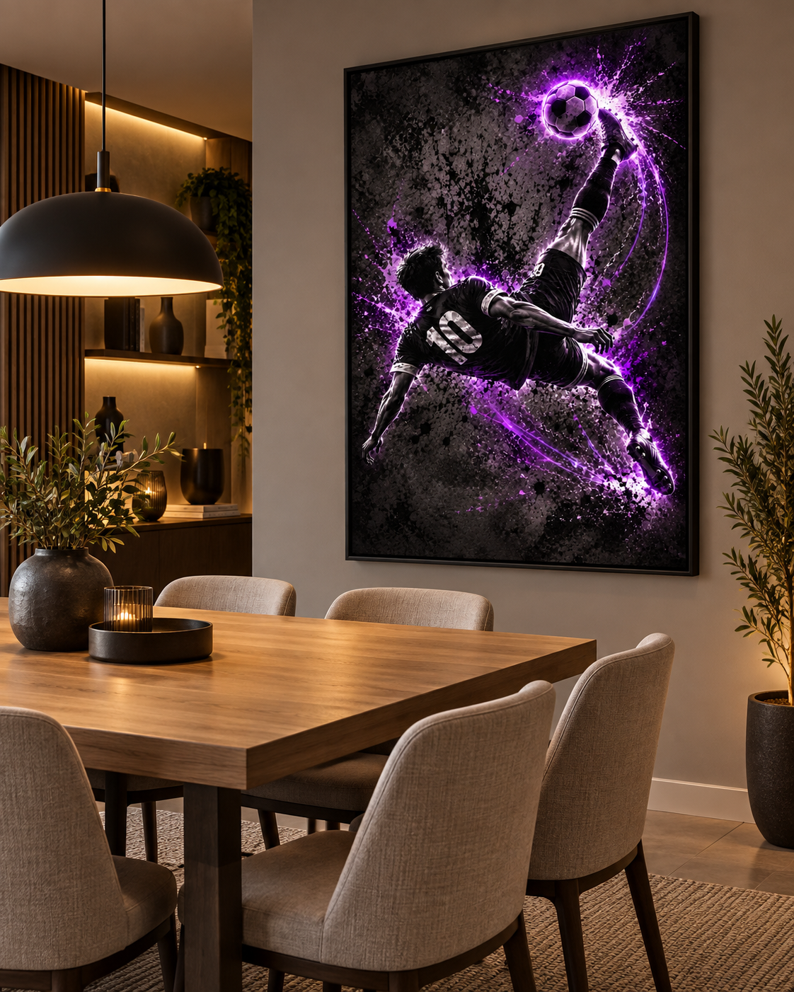 Quadro Futebol Bicicleta Neon Roxo
