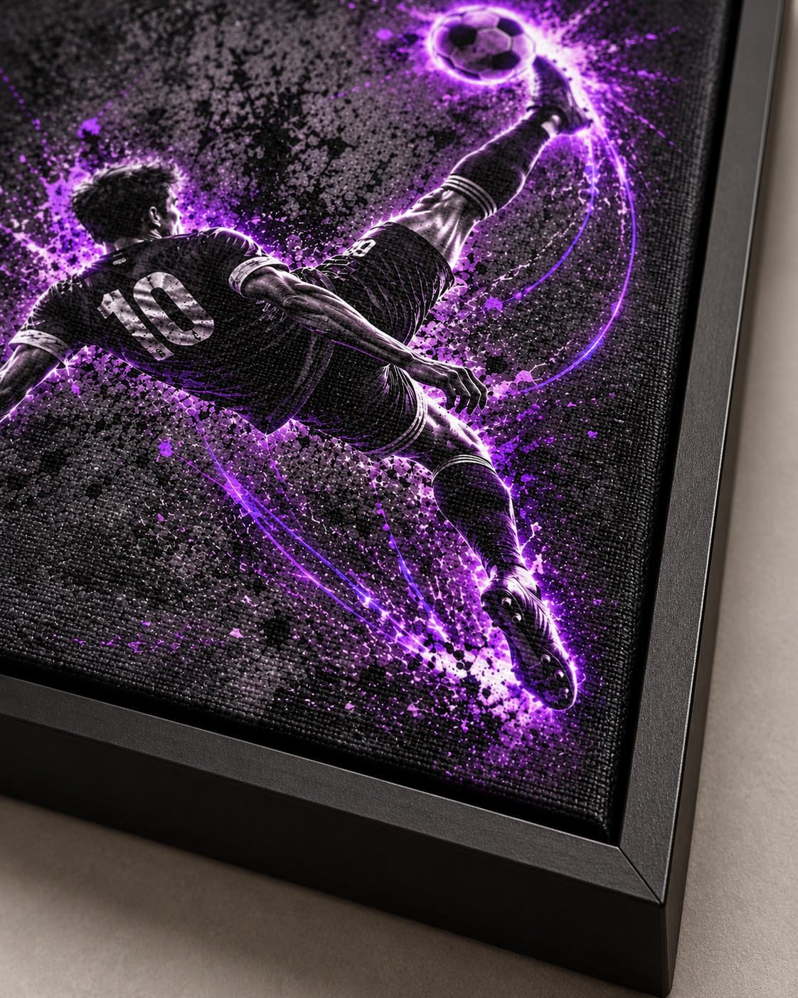 Quadro Futebol Bicicleta Neon Roxo