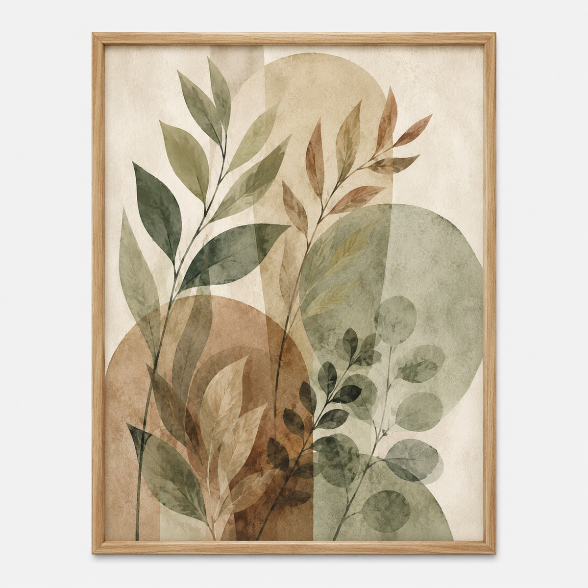 Quadro Folhagens Orgânicas em Tons Naturais