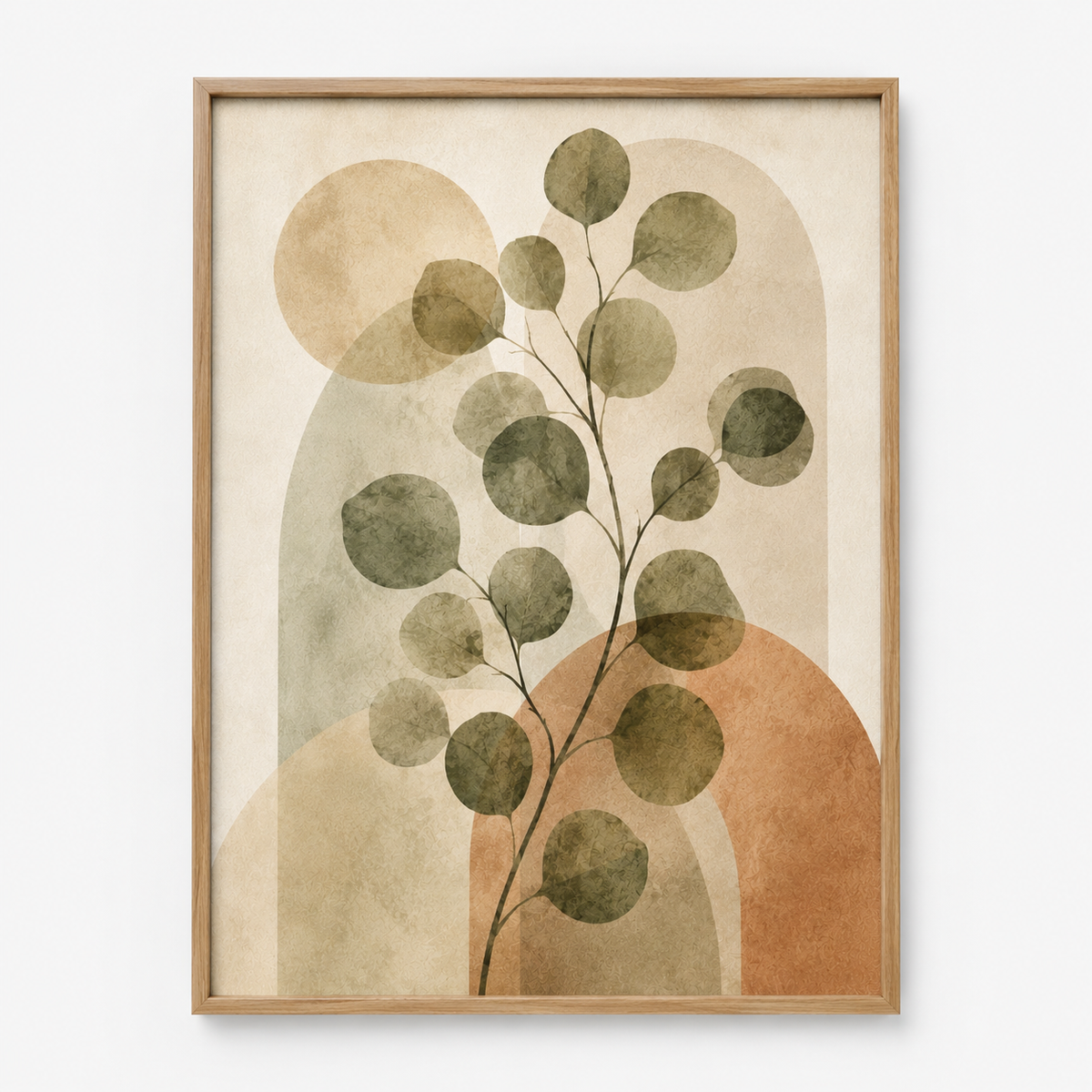 Quadro Folhagem Circular em Tons Terrosos