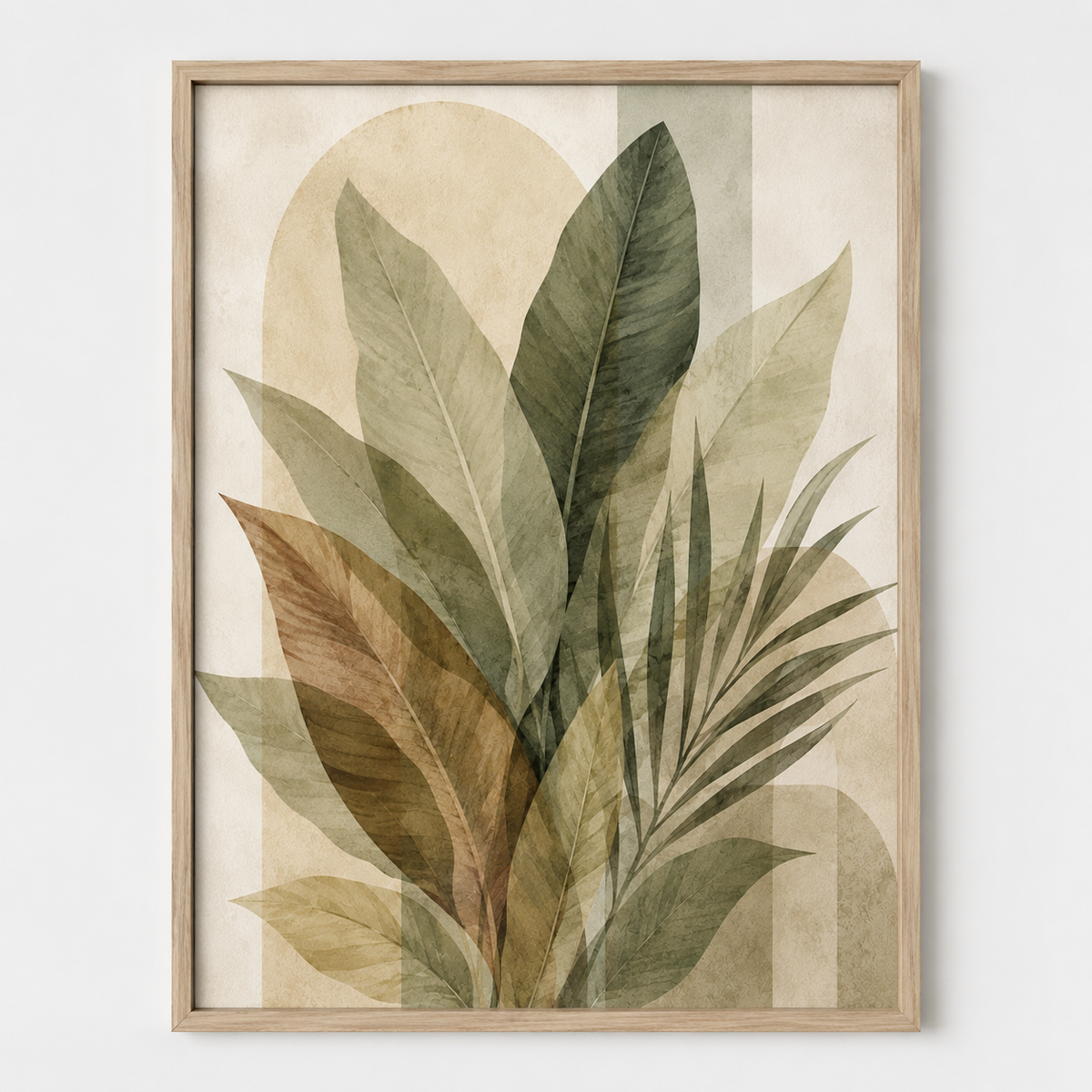Quadro Folhagens Orgânicas em Tons Naturais